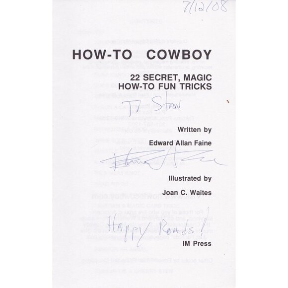 How-To Cowboy Edward Allan Faine, Magic Tricks-Fun Activities For Kids Autograph - Picture 3 of 5
